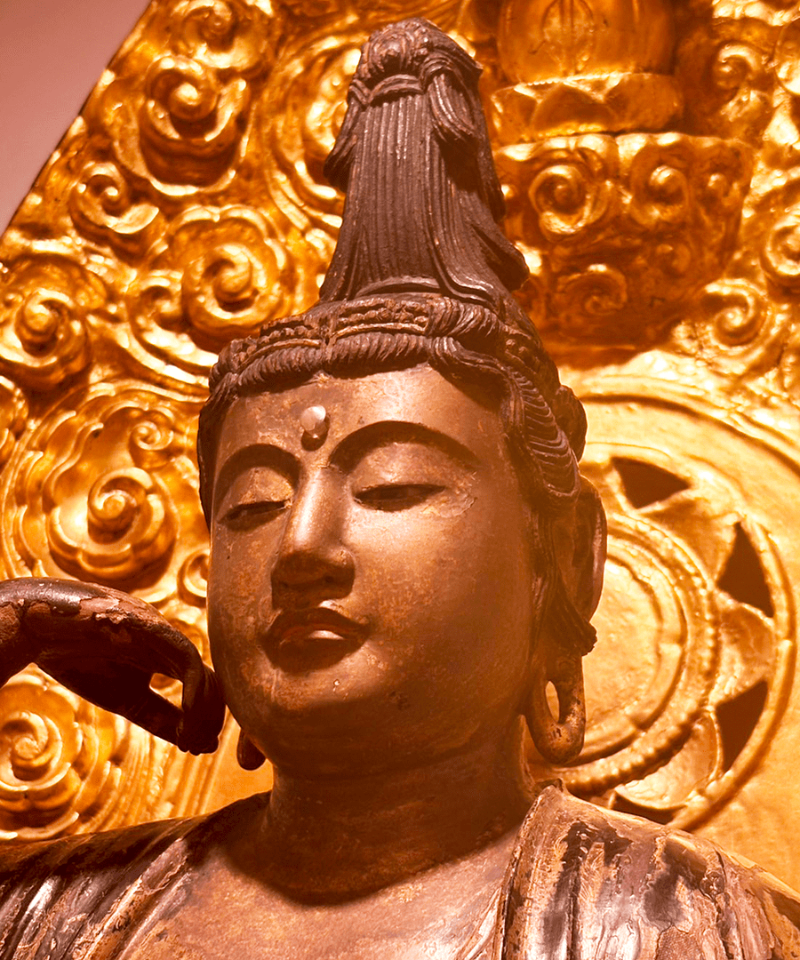 椿木彫 如意観音 整理番号:AT149 椿木彫 如意観音 整理番号:AT149 木彫